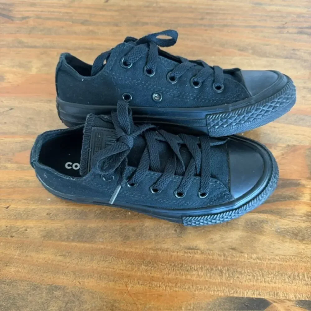 Converse Chuck Taylor All-Star Black on Black Low Top Sneakers - Youth Size 12